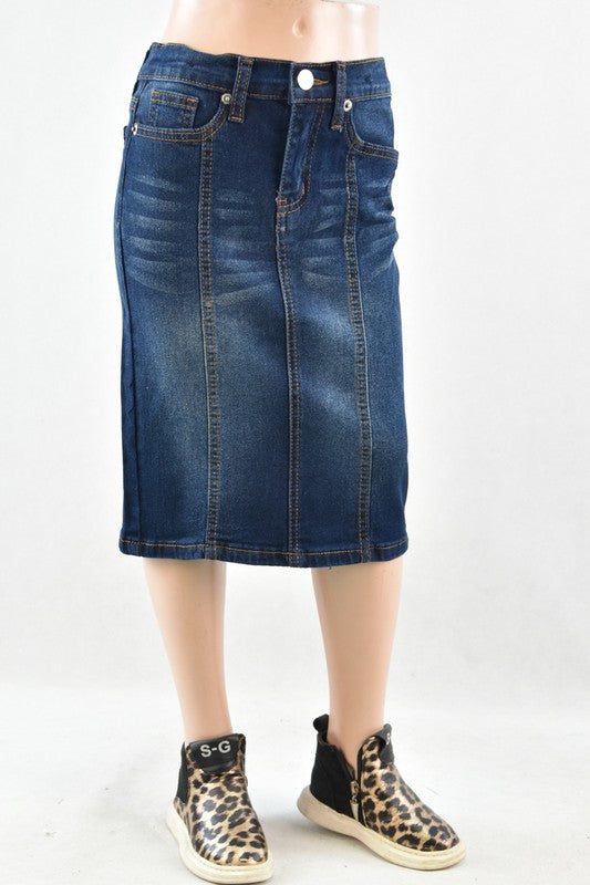 Carmen Denim Skirt in Dk Indigo Wash- Girls & Tween (4/6-12/14)