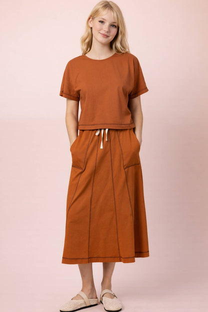 Andie Skirt in Tobacco- Misses (S-L)