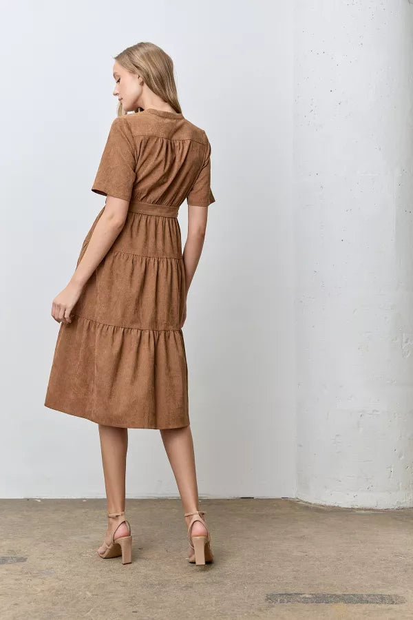 Dawsen Dress in Brown- Misses and Plus (S-3X)