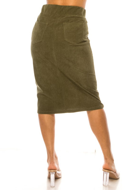 Becca Corduroy Skirt in Moss- Misses and Plus (S-3X)