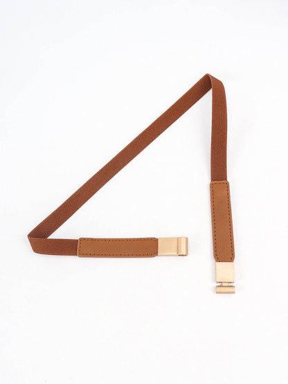 Elastic Skinny Belt in Caramel- Accessories