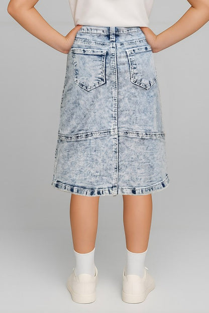 Kensley Denim Skirt in Snow Wash- Girls & Tween (S 4/6- L 12/14)