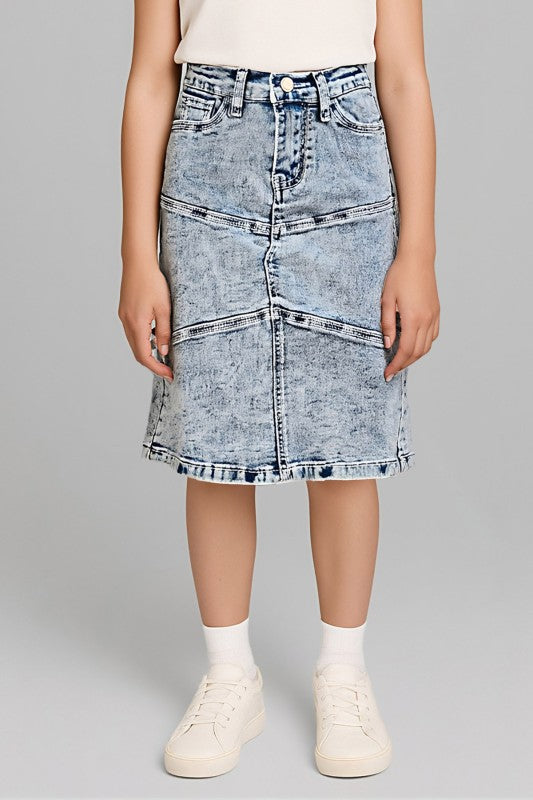 Kensley Denim Skirt in Snow Wash- Girls & Tween (S 4/6- L 12/14)