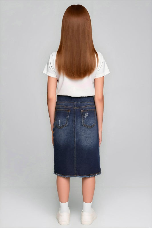 Madden Denim Skirt in Dk Indigo Wash- Girls & Tween (S 4/6- L 12/14)