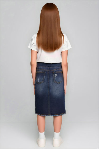 Madden Denim Skirt in Dk Indigo Wash- Girls & Tween (S 4/6- L 12/14)