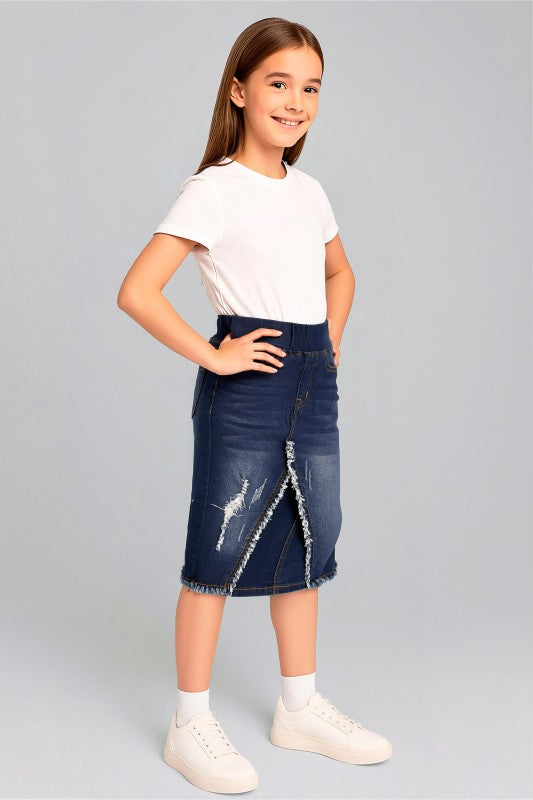 Madden Denim Skirt in Dk Indigo Wash- Girls & Tween (S 4/6- L 12/14)