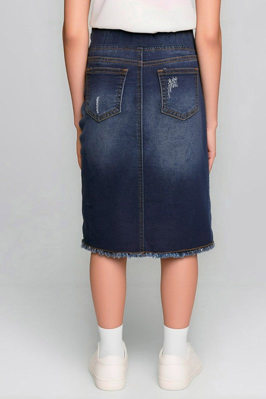 Madden Denim Skirt in Dk Indigo Wash- Girls & Tween (S 4/6- L 12/14)