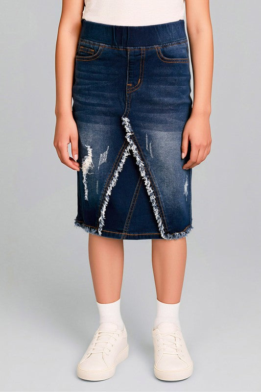 Madden Denim Skirt in Dk Indigo Wash- Girls & Tween (S 4/6- L 12/14)