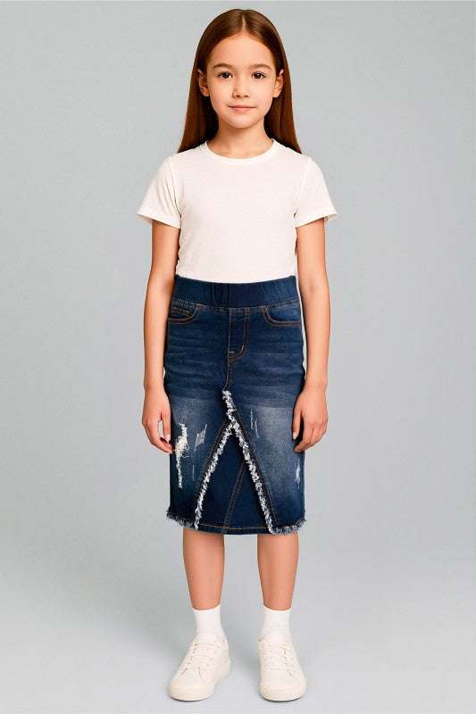 Madden Denim Skirt in Dk Indigo Wash- Girls & Tween (S 4/6- L 12/14)