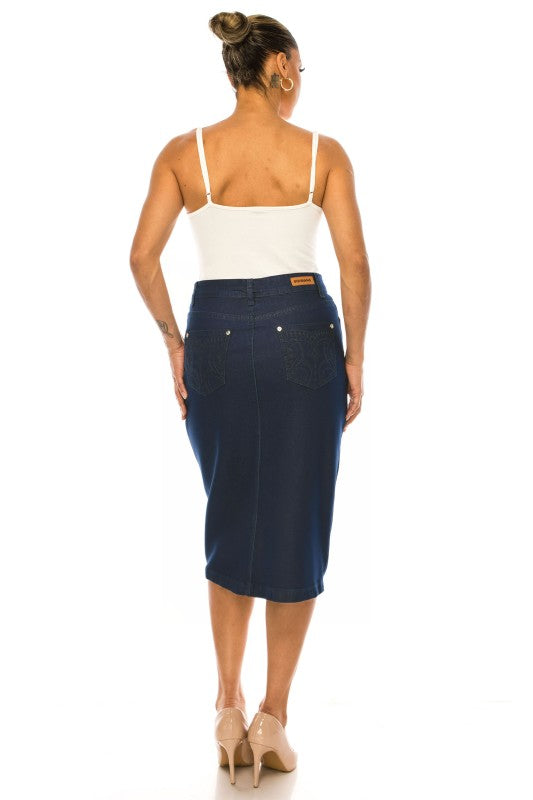 Bristol Denim Skirt in Dk Indigo- Misses and Plus (S-3X)