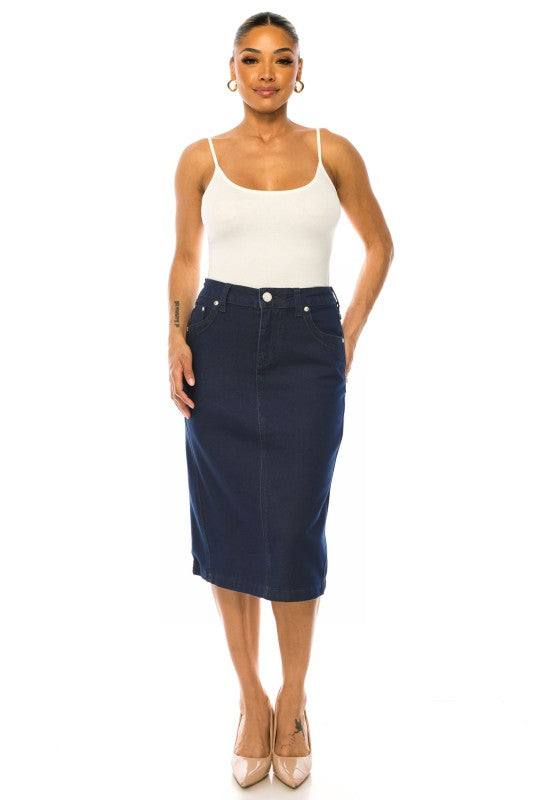Bristol Denim Skirt in Dk Indigo- Misses and Plus (S-3X)