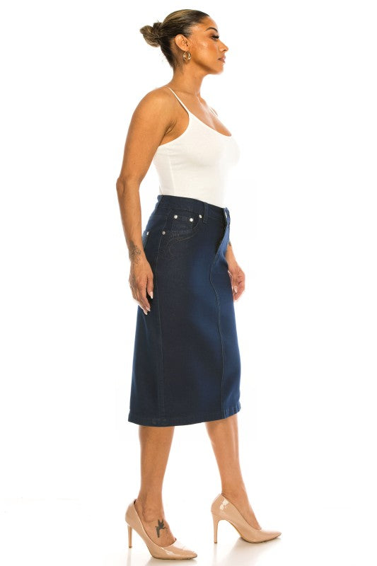 Bristol Denim Skirt in Dk Indigo- Misses and Plus (S-3X)