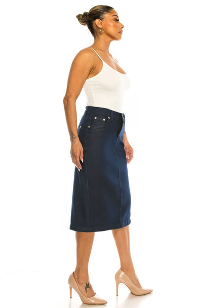 Bristol Denim Skirt in Dk Indigo- Misses and Plus (S-3X)