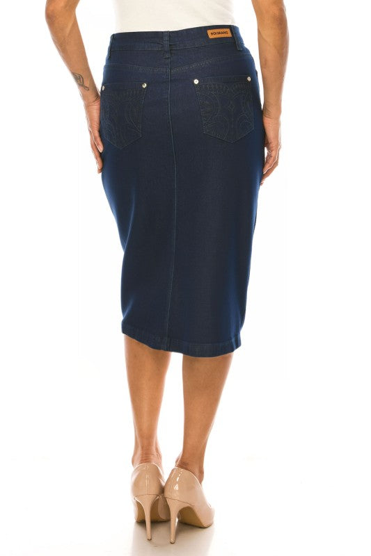 Bristol Denim Skirt in Dk Indigo- Misses and Plus (S-3X)