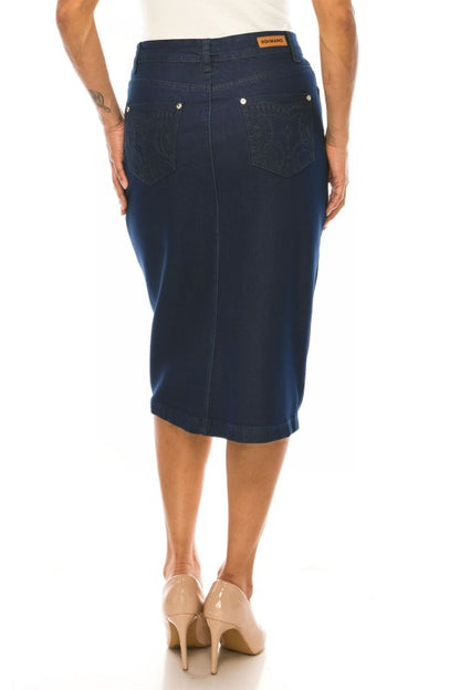 Bristol Denim Skirt in Dk Indigo- Misses and Plus (S-3X)