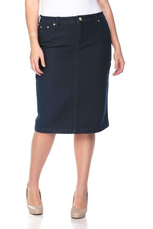 Bristol Denim Skirt in Dk Indigo- Misses and Plus (S-3X)