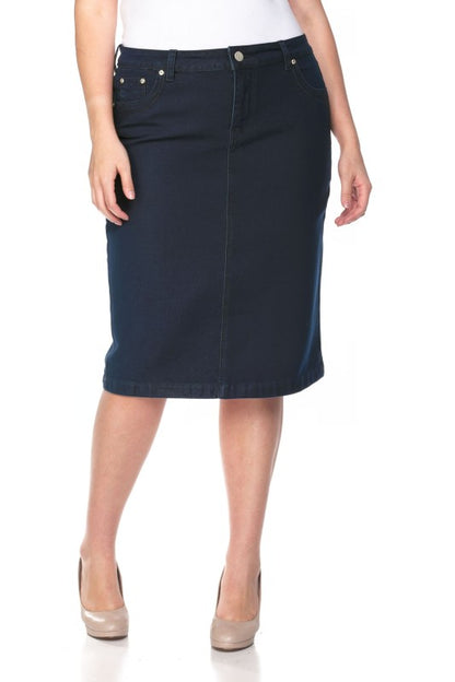 Bristol Denim Skirt in Dk Indigo- Misses and Plus (S-3X)