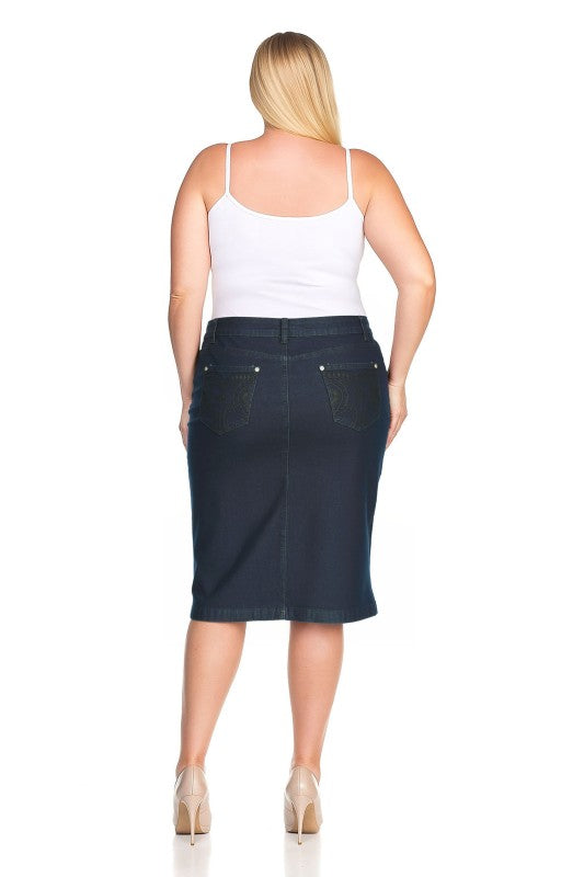 Bristol Denim Skirt in Dk Indigo- Misses and Plus (S-3X)