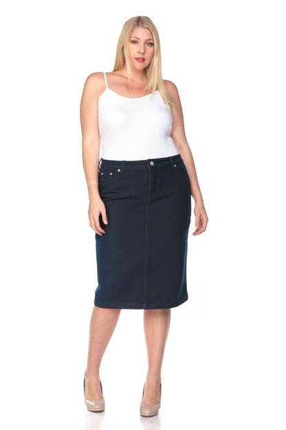 Bristol Denim Skirt in Dk Indigo- Misses and Plus (S-3X)