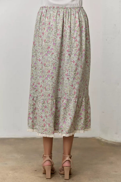 Delia Skirt in Sage Multi- Misses (S-XL)