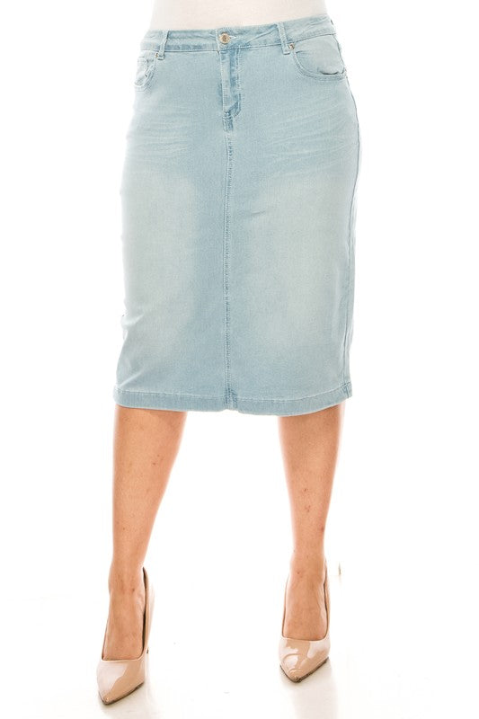 Jett Denim Skirt in Lt Indigo- Misses and Plus (S-3X)