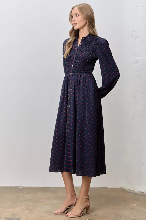 Willa Dress in Navy/Red- Misses and Plus (S-3X)