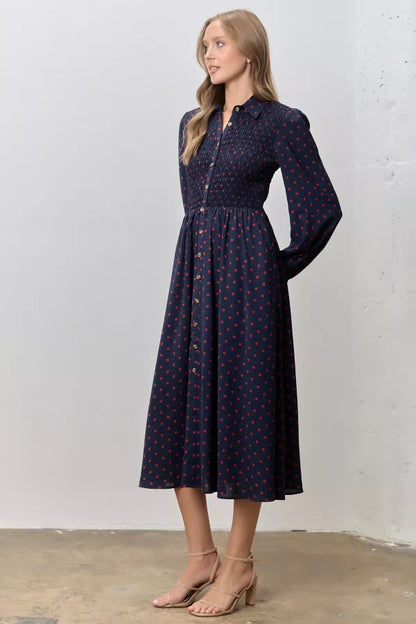 Willa Dress in Navy/Red- Misses and Plus (S-3X)