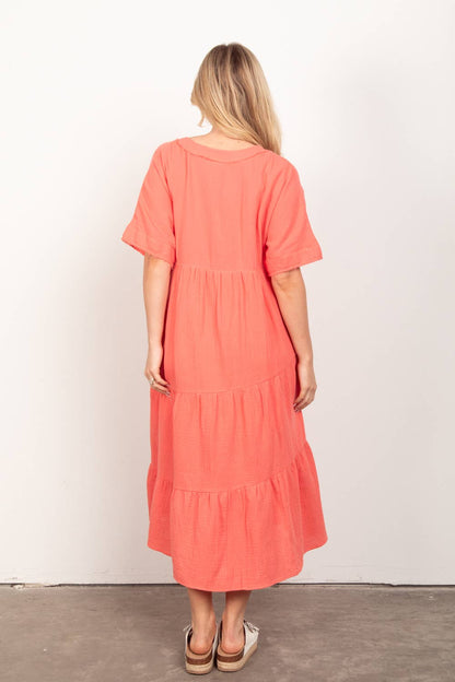 Madilyn Dress in Apricot- Misses (M-L)