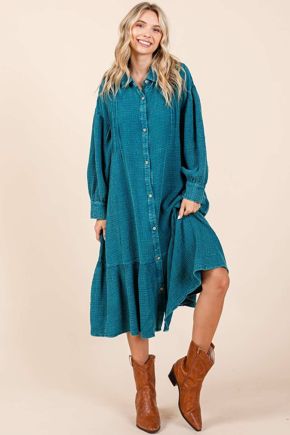 Zinnia Dress in Topaz Blue- Misses (S/M,M/L)