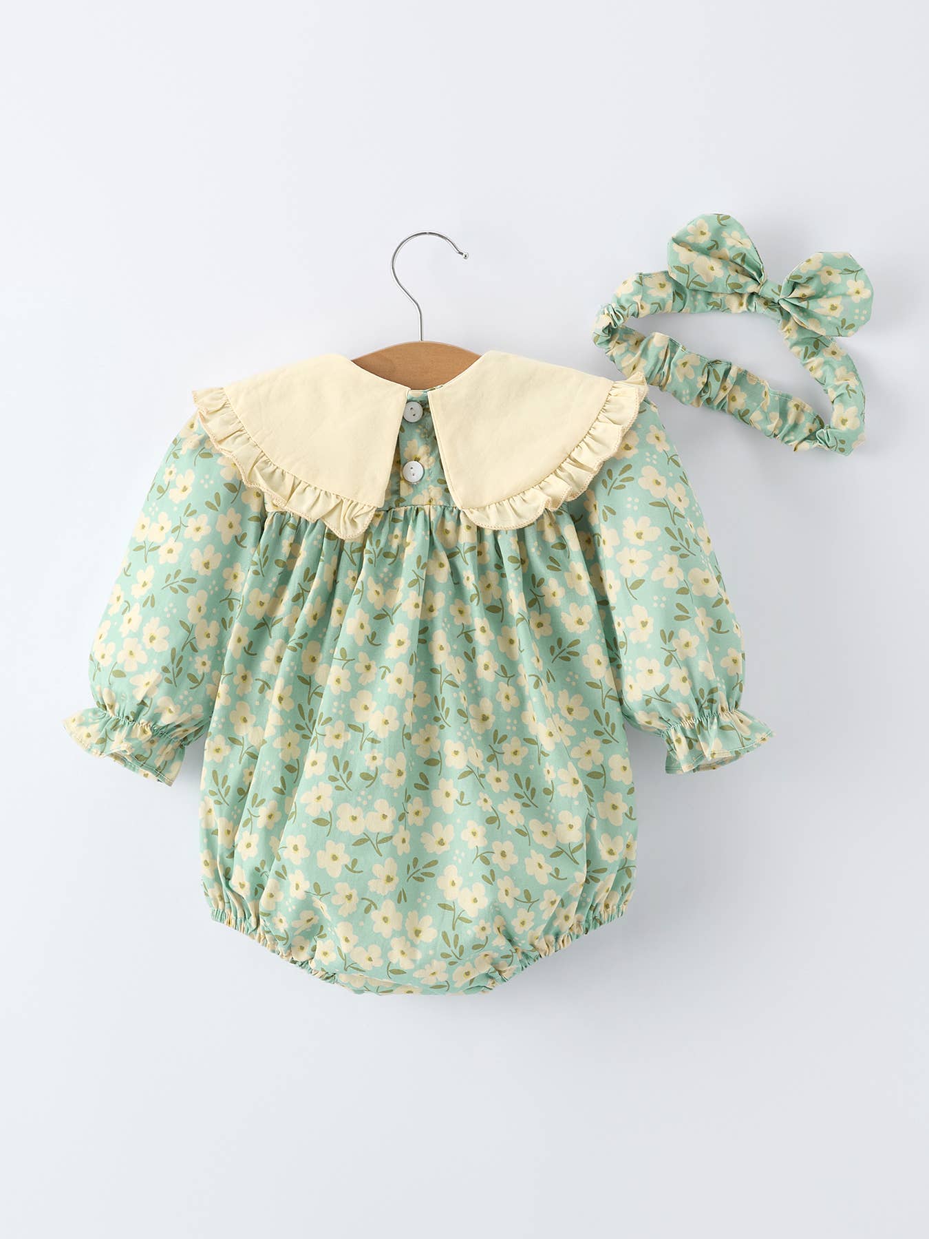 Linnea Romper with Matching Headband in Spring Floral- Infant (3M-18M)