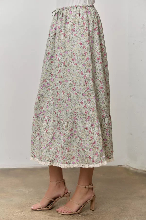 Delia Skirt in Sage Multi- Misses (S-XL)