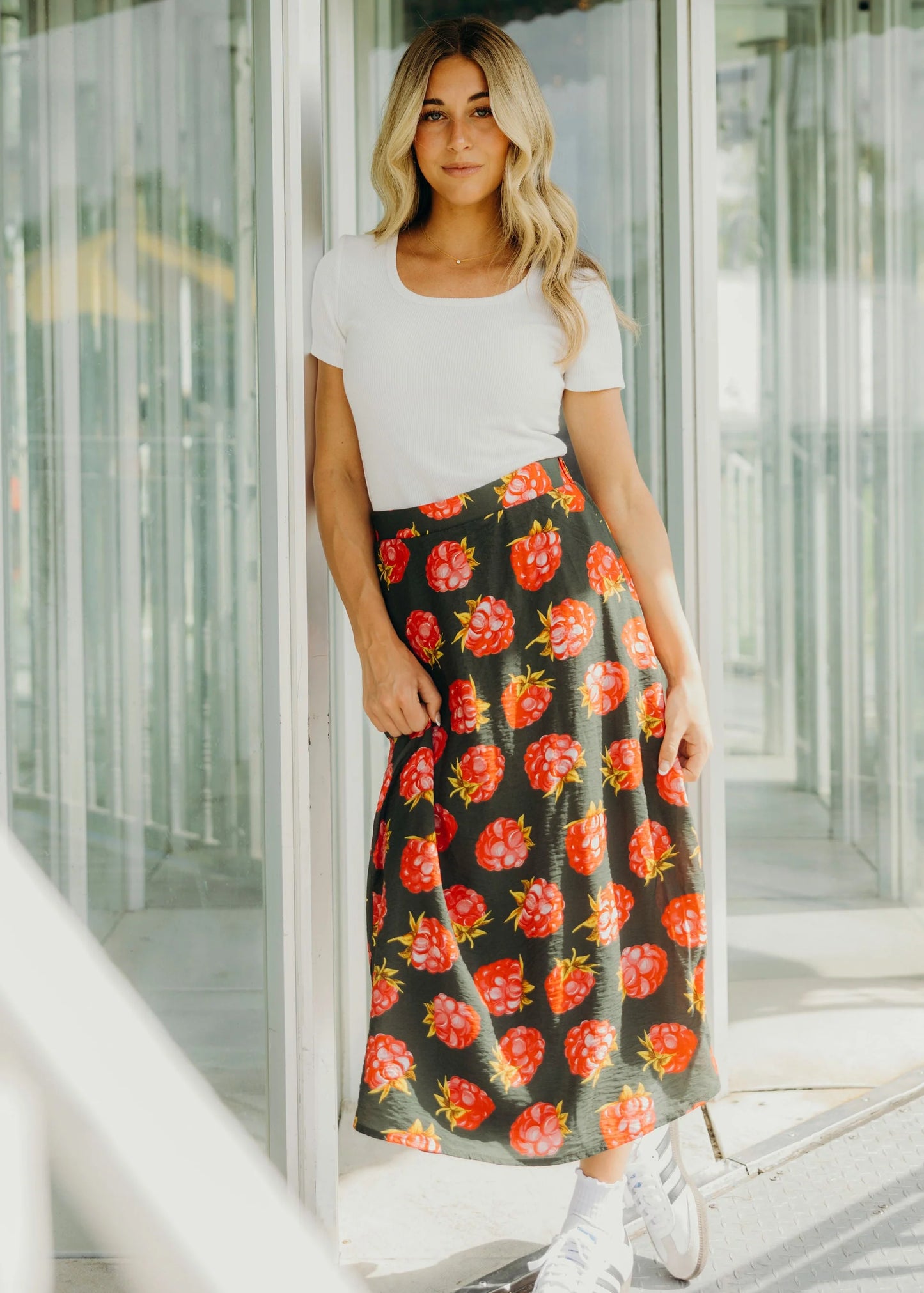 Textured Midi Skirt in Raspberry Jam- Plus (3X,4X)