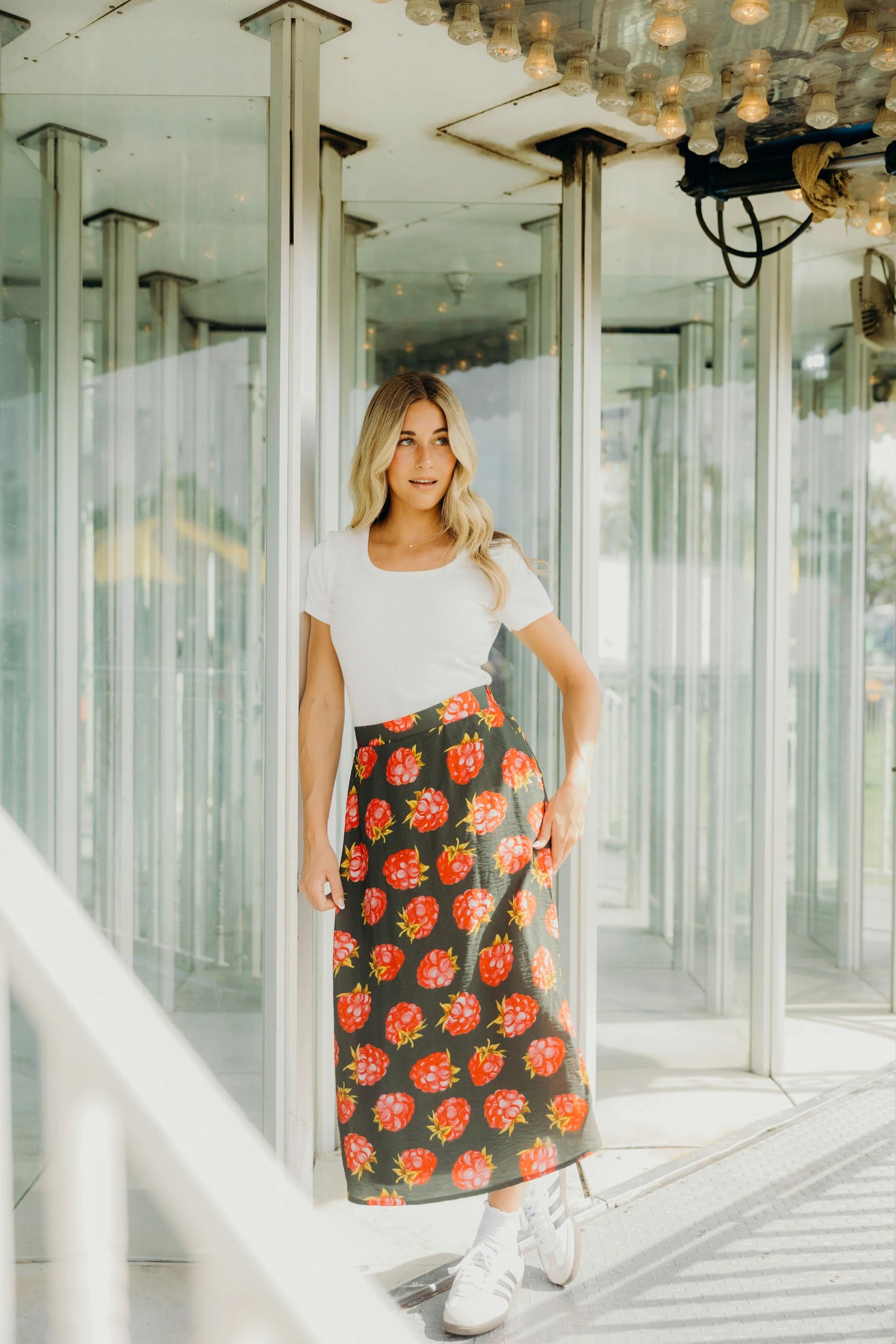 Textured Midi Skirt in Raspberry Jam- Plus (3X,4X)