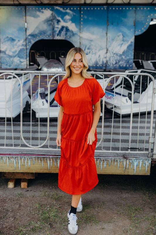 Serena Dress in Heritage Red- Misses and Plus (XS-4X)