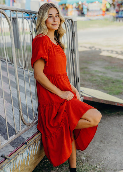 Serena Dress in Heritage Red- Misses and Plus (XS-4X)