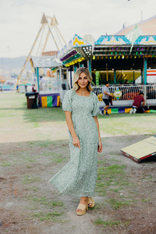 Indigo Dress in Inked Moss- Plus (3X,4X)