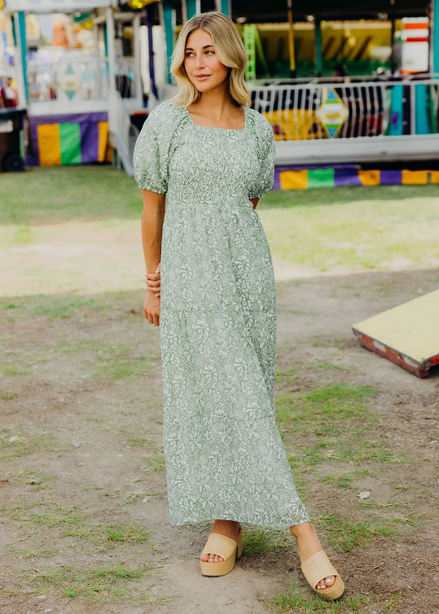 Indigo Dress in Inked Moss- Plus (3X,4X)
