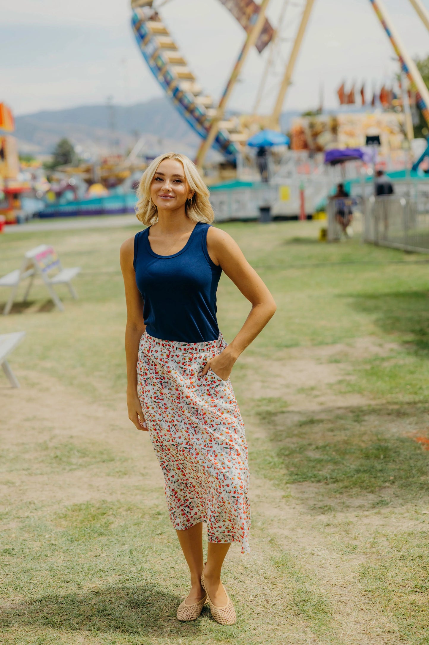 Textured Midi Skirt in Tuscan Tomato- Plus (3X,4X)