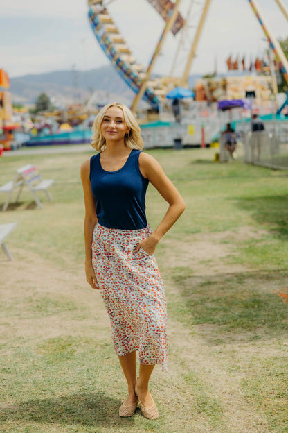 Textured Midi Skirt in Tuscan Tomato- Plus (3X,4X)