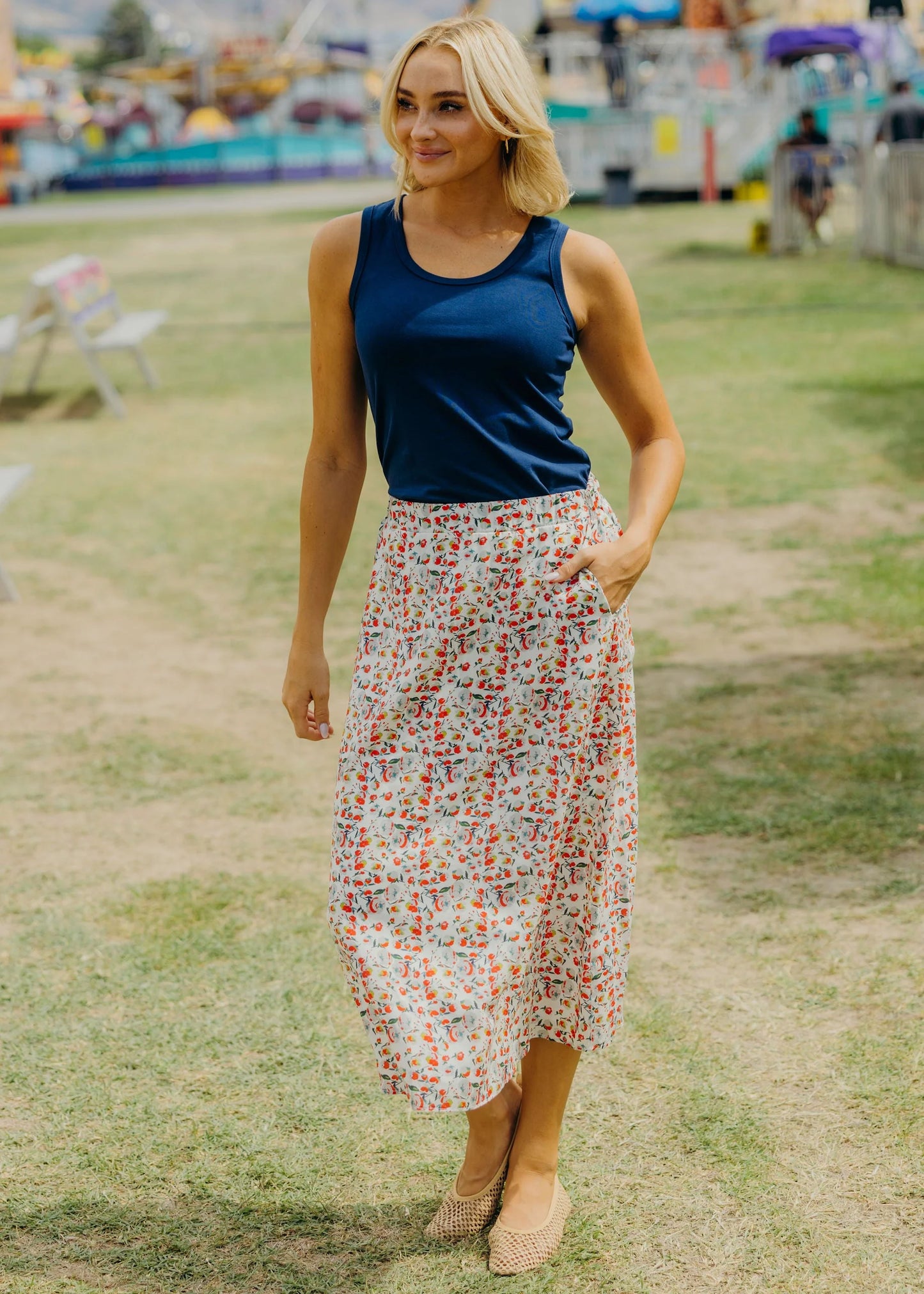 Textured Midi Skirt in Tuscan Tomato- Plus (3X,4X)