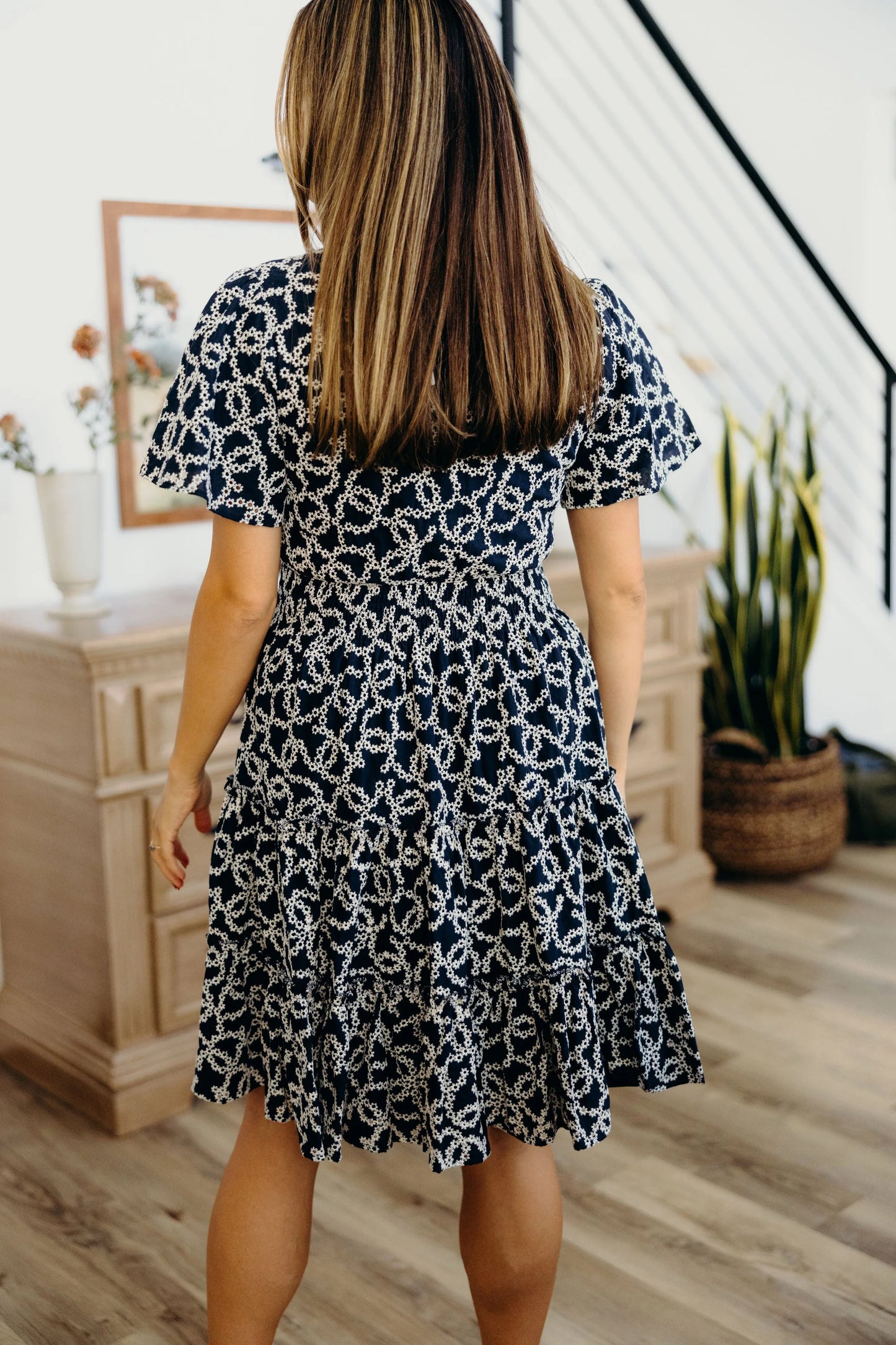 Jemma Dress in Midnight Lotus- Misses (XS,S,XL)