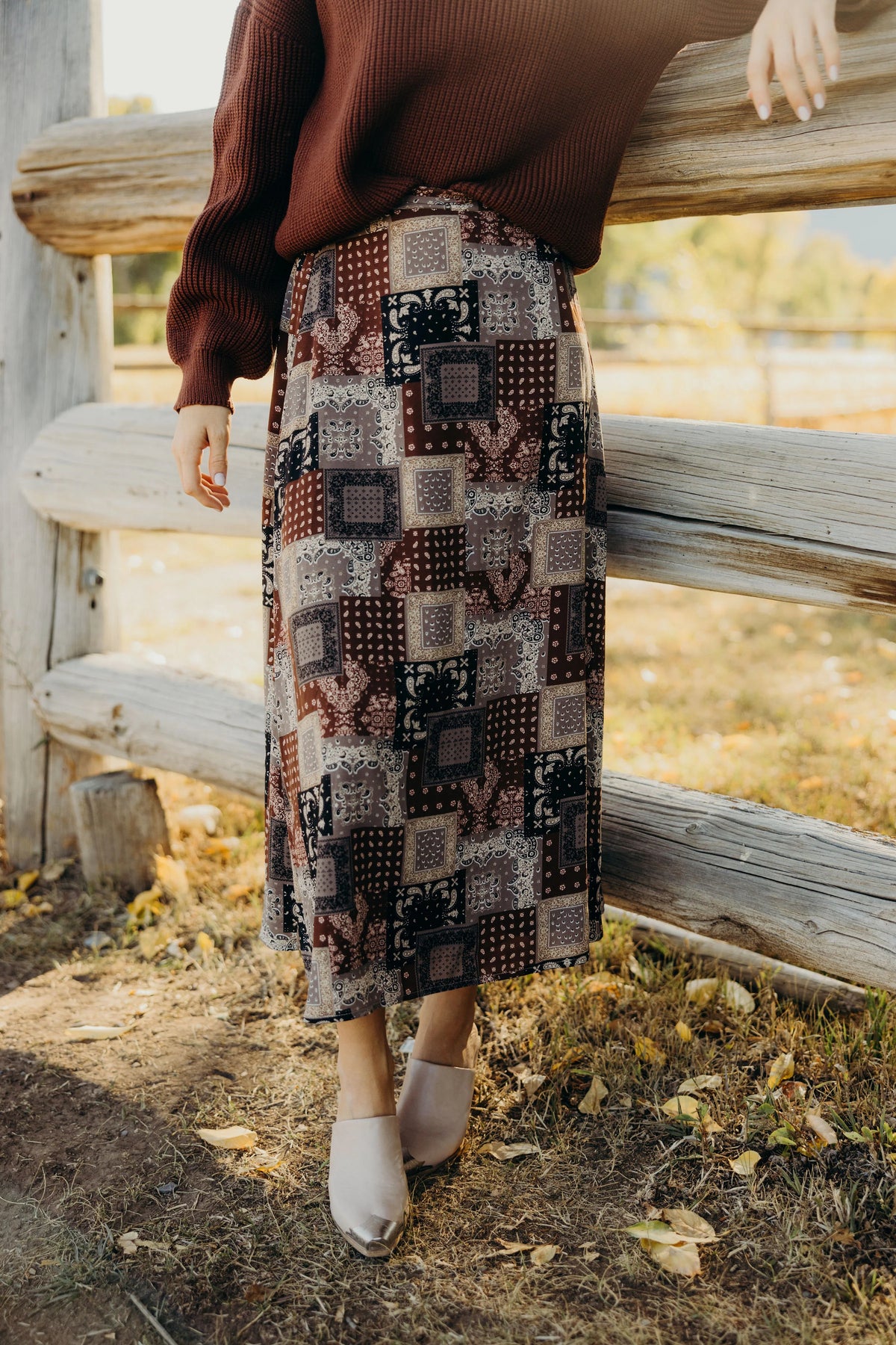 A Line Maxi Skirt in Wild Horse Bandana- Misses and Plus (XS-4X)