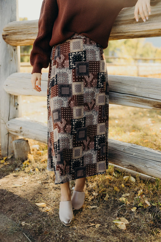 A Line Maxi Skirt in Wild Horse Bandana- Misses and Plus (XS-4X)