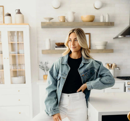 Oversized Denim Jacket in Heritage Fade- Misses and Plus (XS,S,L,2X)