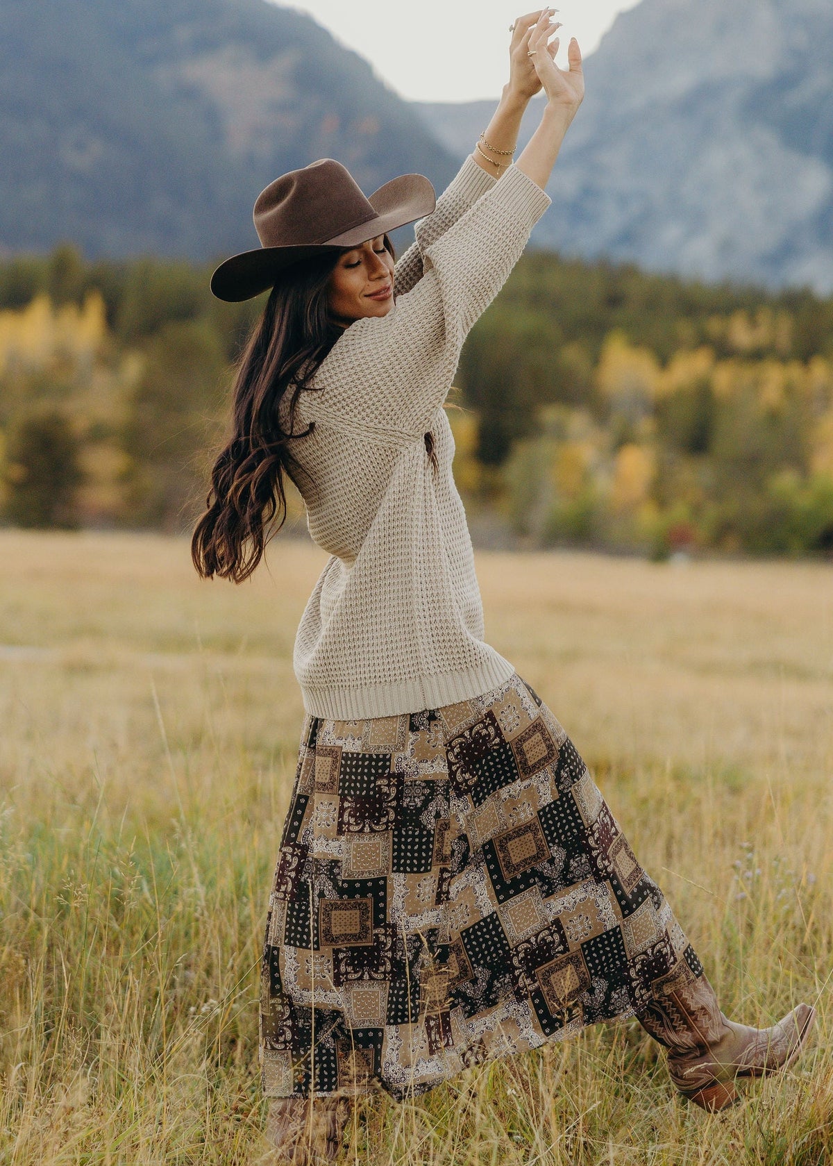 A Line Maxi Skirt in Boho Bandana- Misses and Plus (XS-4X)