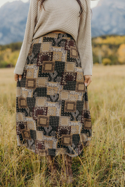 A Line Maxi Skirt in Boho Bandana- Misses and Plus (XS-4X)