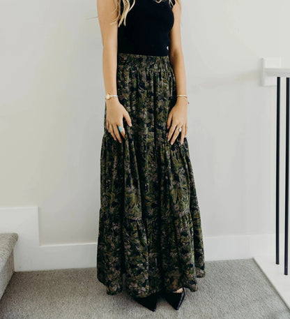 Tiered Boho Skirt in Heritage Ivy- Misses and Plus (XS-4X)