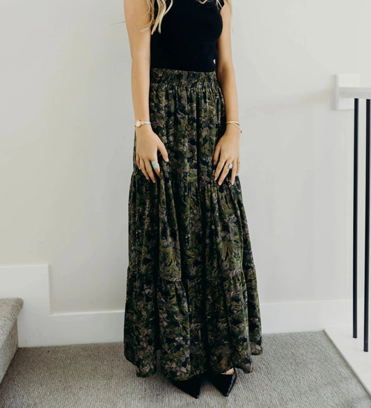 Tiered Boho Skirt in Heritage Ivy- Misses and Plus (XS-4X)