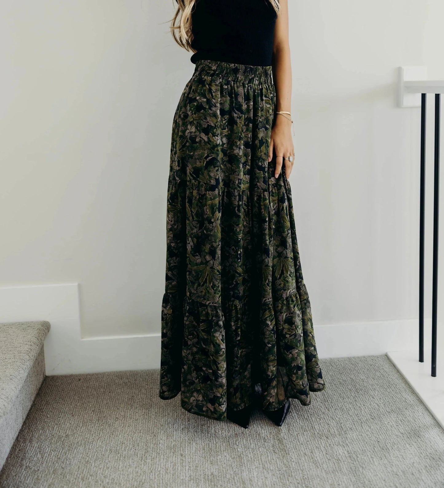 Tiered Boho Skirt in Heritage Ivy- Misses and Plus (XS-4X)