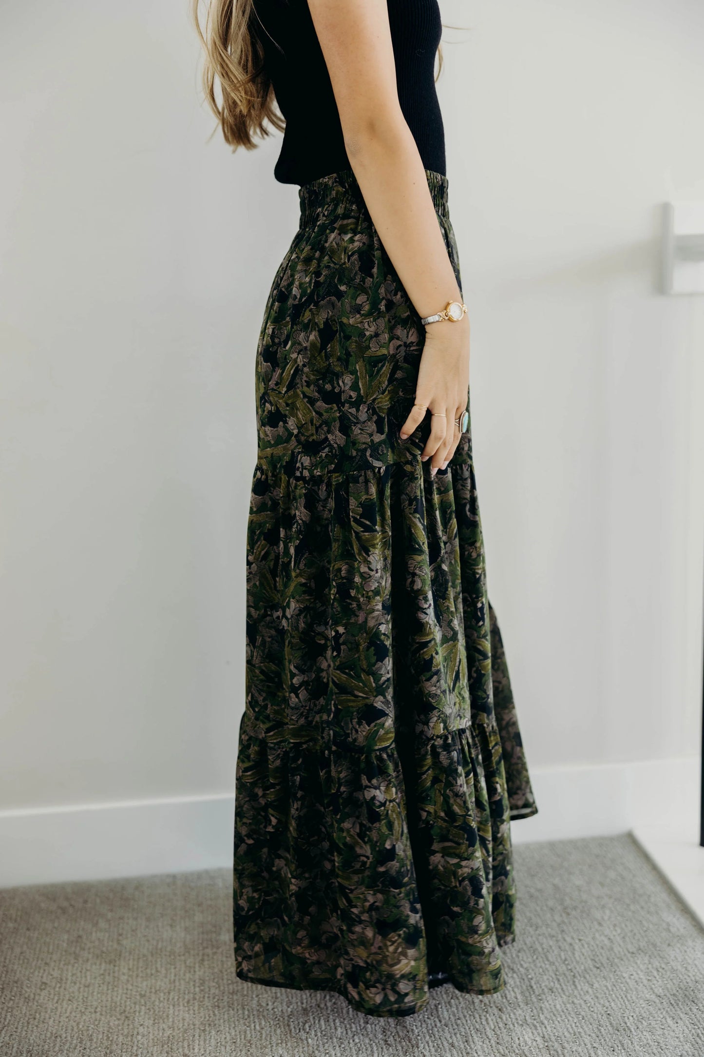 Tiered Boho Skirt in Heritage Ivy- Misses and Plus (XS-4X)